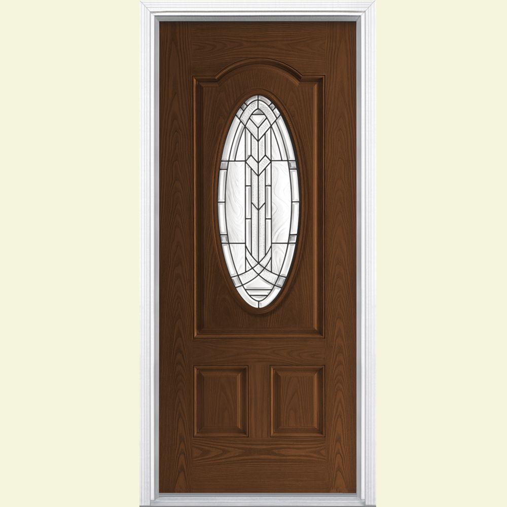 Masonite 36 in. x 80 in. Chatham 3/4 Oval Lite RightHand