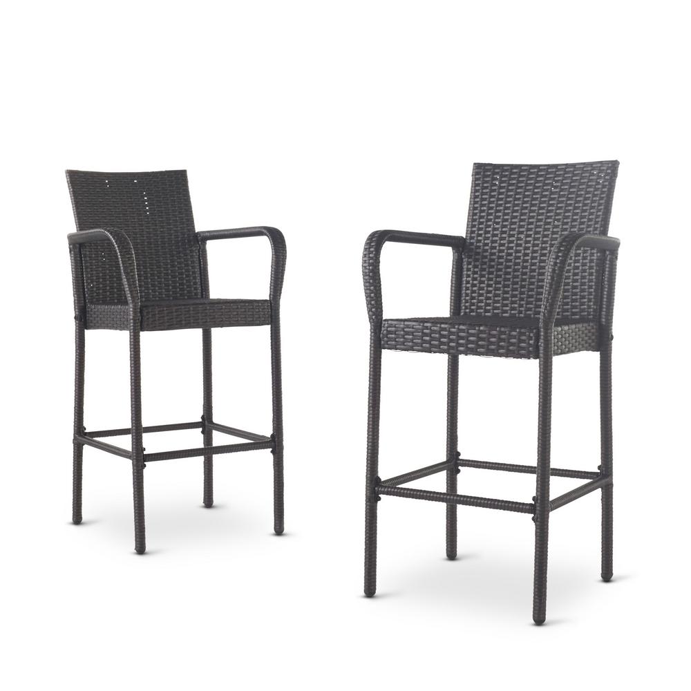 Noble House Peggy Wicker Outdoor Bar Stool (2Pack)301204 The Home Depot