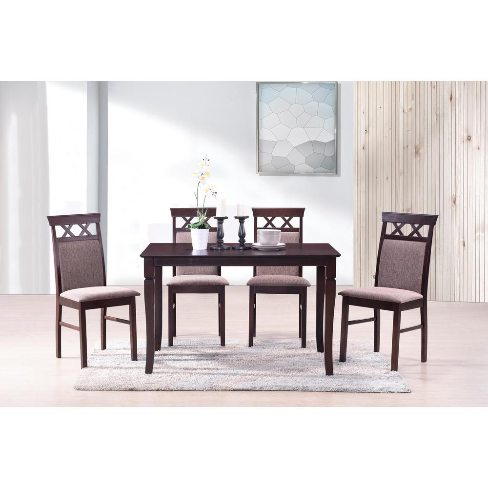 Harper Bright Designs Burgundy Rectangle Solid Wood 5 Piece Dining