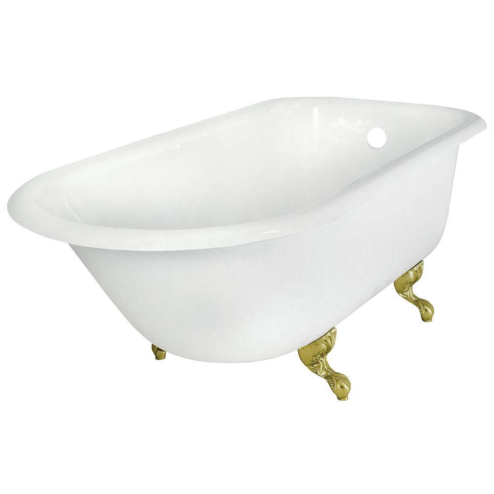 Elizabethan Classics 60 in. Roll Top Cast Iron Tub Less Faucet Holes in