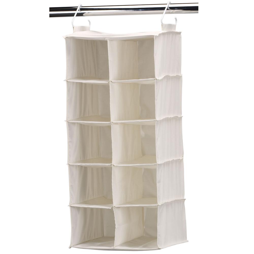 Hanging Shoe Organizers Storage The Home Depot 10 Pocket Side By Natural Canvas Hanging Shoe Organizer