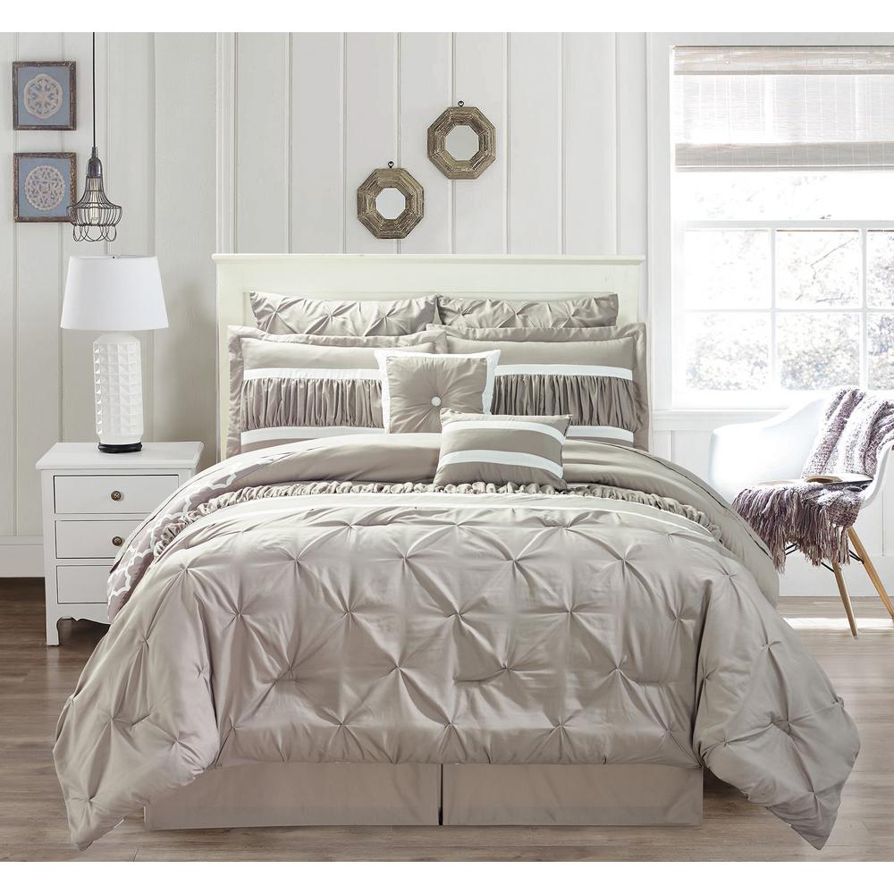 Kensie Marlin 10 Piece Taupe Queen Comforter Set Marlin 12392d 1