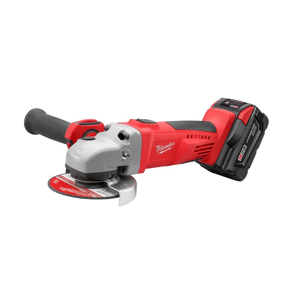 Milwaukee M28 28 Volt Lithium Ion Cordless Grinder Cut Off Tool Kit W 1 3 0ah Batteries And Charger 0725 21 The Home Depot