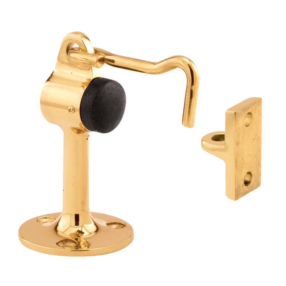 Prime Line 3 3 8 In Polished Solid Brass Door Stop With Holder