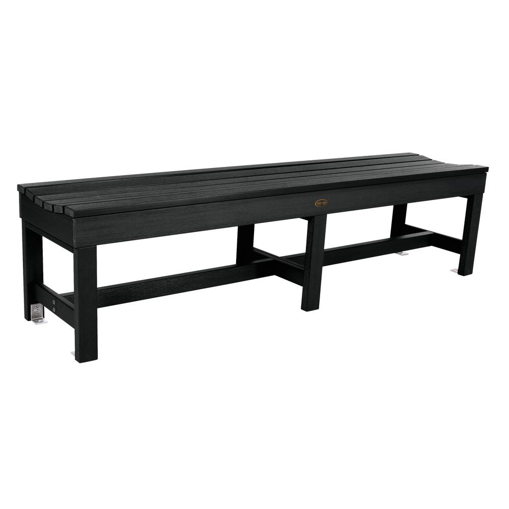 Highwood Weldon 71 in. 3-Person Black Plastic Outdoor Bench-CM-BENSQ61 ...