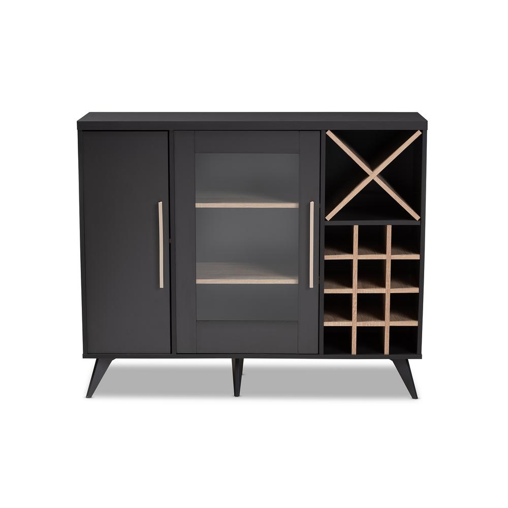Baxton Studio Pietro 24 Bottle Dark Gray And Oak Brown Wine Cabinet Baxton Studio Pietro 24 Bottle Dark Gray And Oak Brown Wine Cabinet