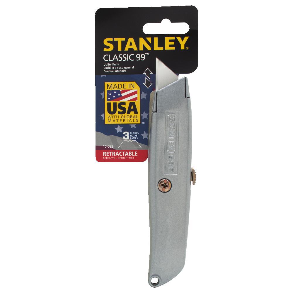 STANLEY Classic Retractable Blade Knife Box Cutter With 3 heavy duty Blades eBay