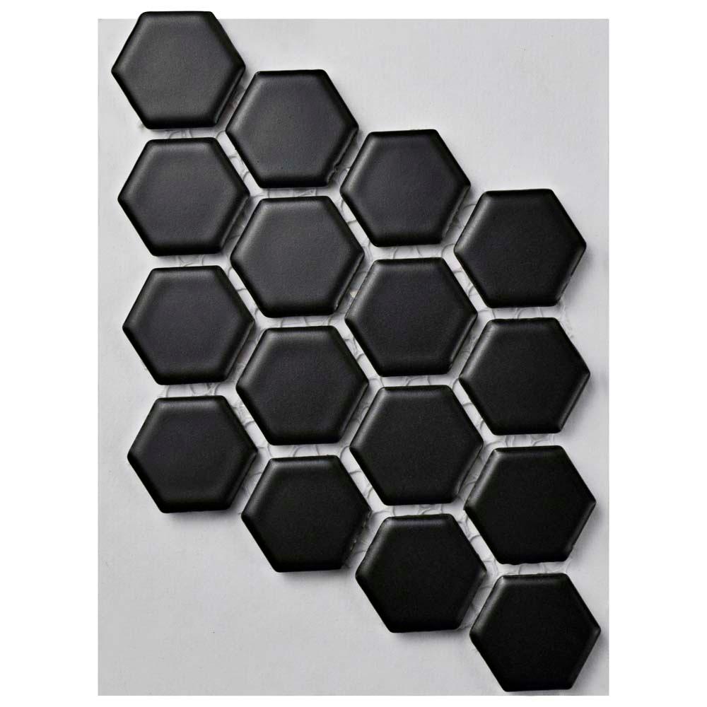 Hexagon 3x3 Tile Flooring The Home Depot Metro Hex Matte Black Porcelain Mosaic Tile 3 In X 4