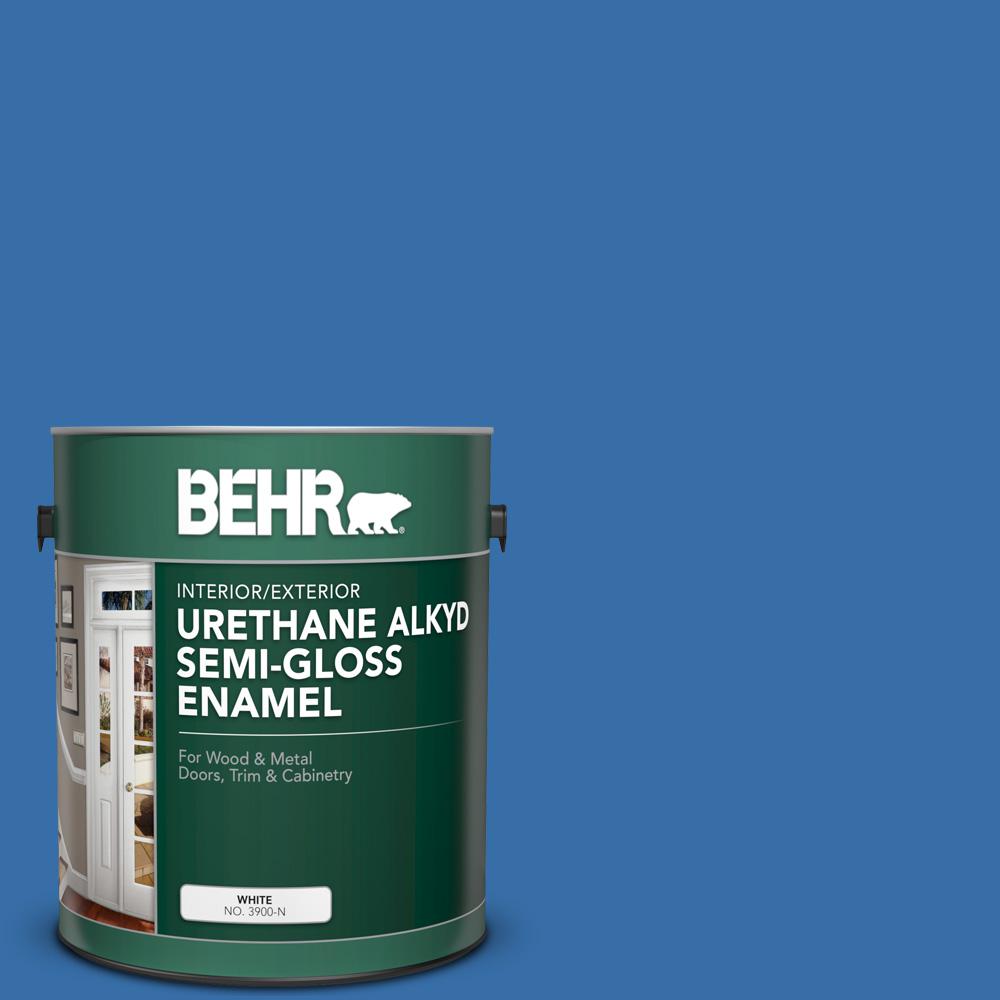 Behr 1 Gal P520 6 Mega Blue Urethane Alkyd Semi Gloss Enamel P520 6 Mega Blue Urethane Alkyd Semi Gloss Enamel Interior Exterior Paint