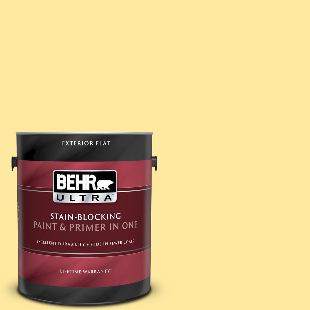 BEHR ULTRA 1 gal. P3004 Rise and Shine Flat Exterior Paint and Primer in One485401 The Home