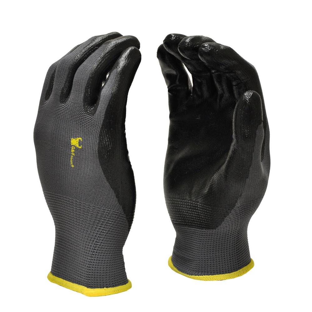 G & F Seamless Knit Large Black Nitrile Coated Work Gloves (300-Case) by G & F