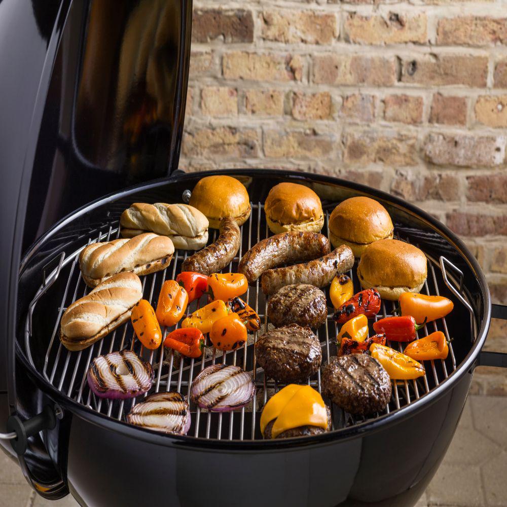 Weber 26 In Original Kettle Premium Charcoal Grill In Black With Built In Thermometer 16401001 The Home Depot