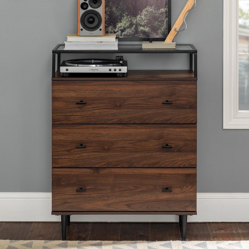 Modern Glass Top 2Door Side Table Slate Grey HD8180 The Home Depot