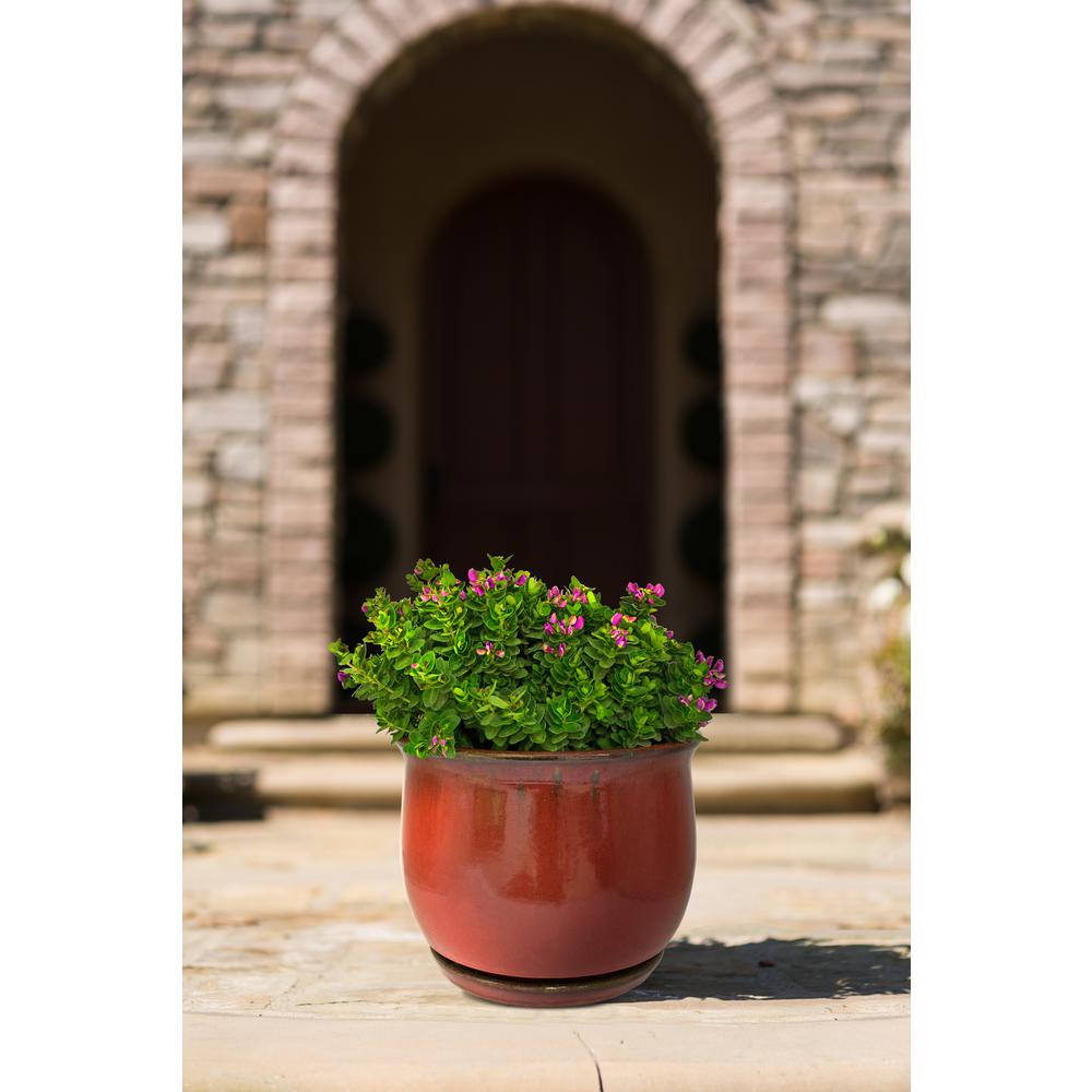 Trendspot 14 In Dia Oxblood Red Bella Ceramic Planter Cr00676s 140r The Home Depot
