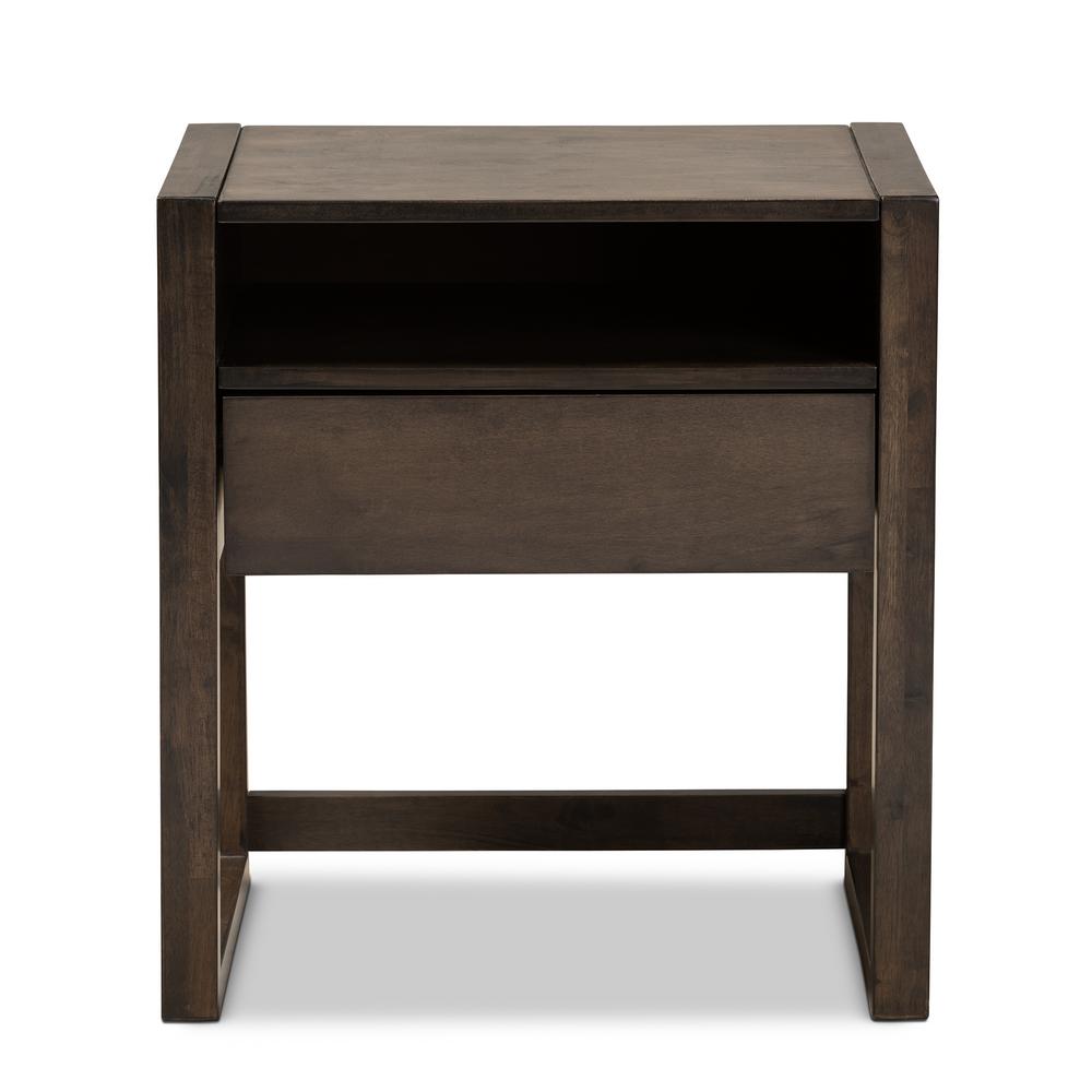 Baxton Studio Harlow 1 Drawer White And Medium Brown Wood Nightstand 28862 6783 Hd The Home Depot