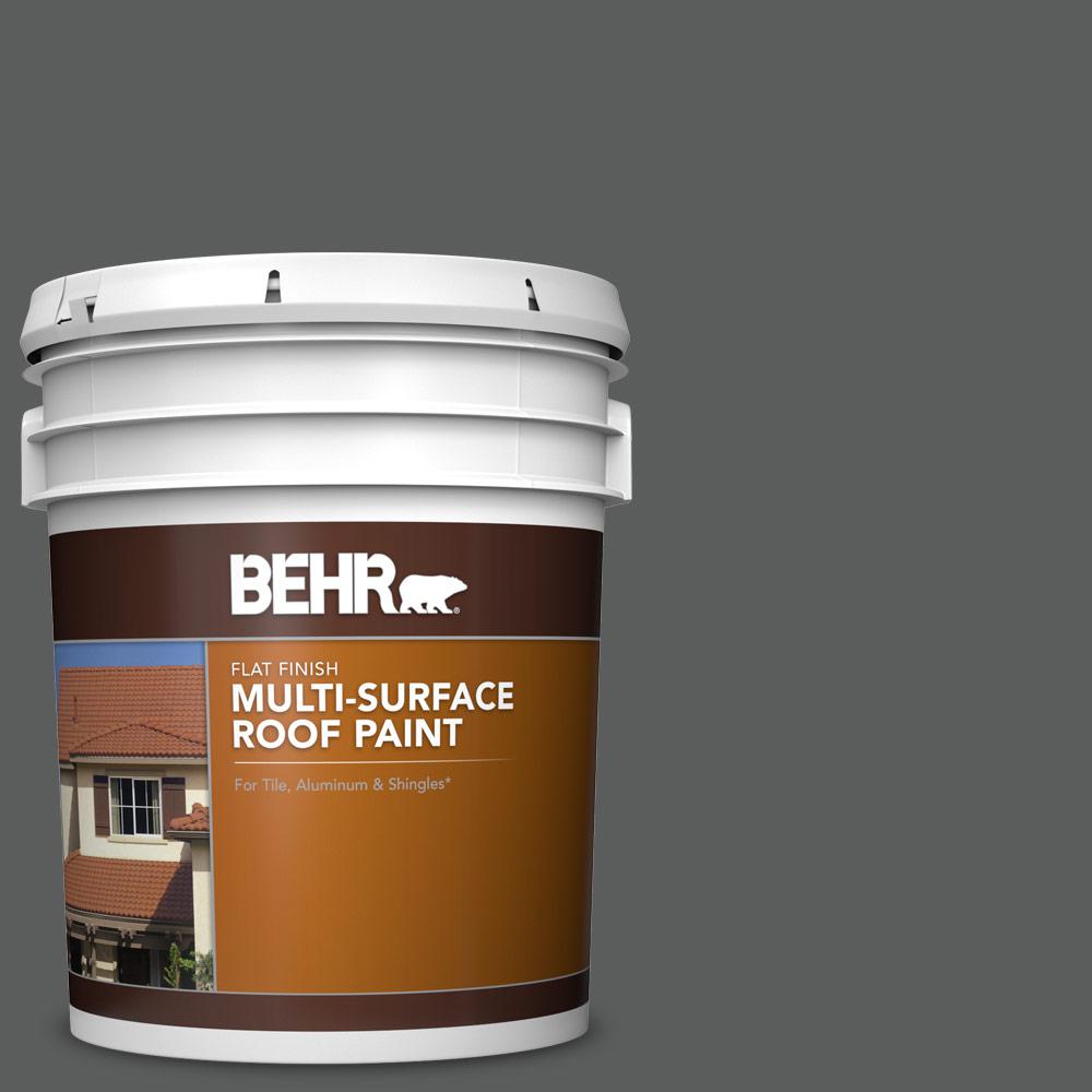 BEHR 5 gal. #N520-6 Asphalt Gray Flat Multi-Surface Exterior Roof Paint ...