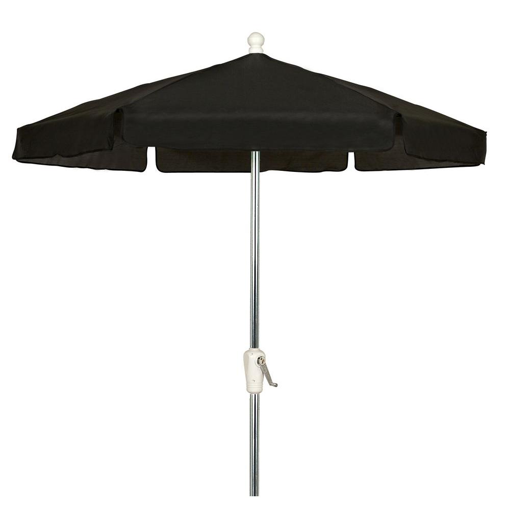 Unbranded 7 5 Ft Hex Garden Patio Umbrella 6 Rib Crank Bright Aluminum In Black Canopy 7gcra Bk The Home Depot