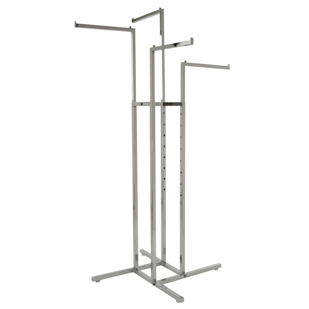 Econoco 32 in. W x 72 in. H Adjustable Height Chrome Garment Rack with
