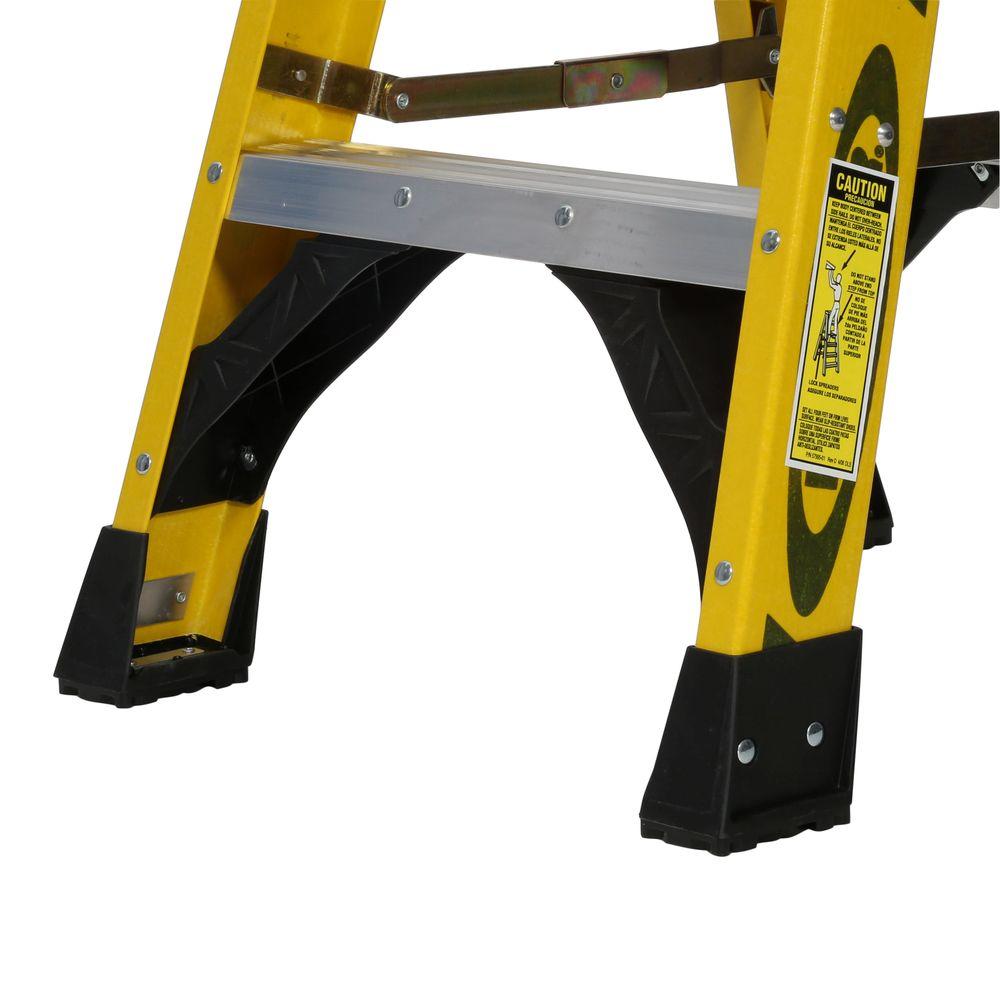 Yellow Fiberglass Step Ladder 3 ft. 375 lb. Load Capacity Type IAA