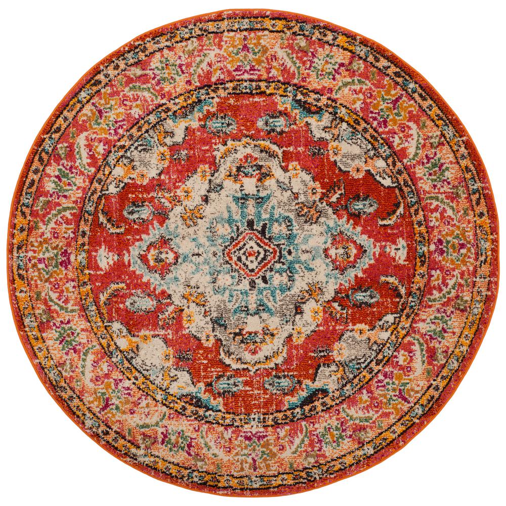 Safavieh Monaco Orange Light Blue 7 Ft X Round Area Rug Safavieh Monaco Orange Light Blue 7 Ft