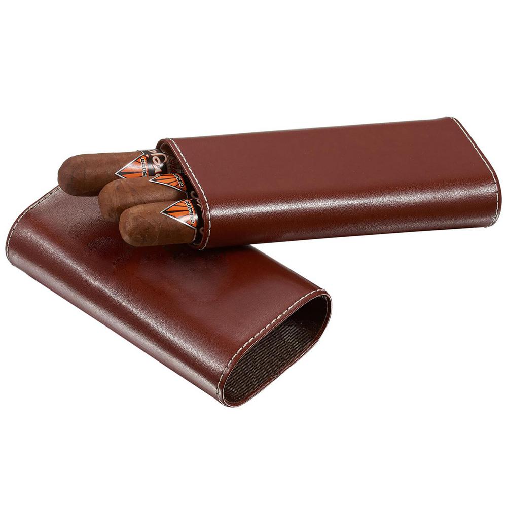Visol Lone Star Brown Leather Cigar Case with Interior Cedar Lining by Visol
