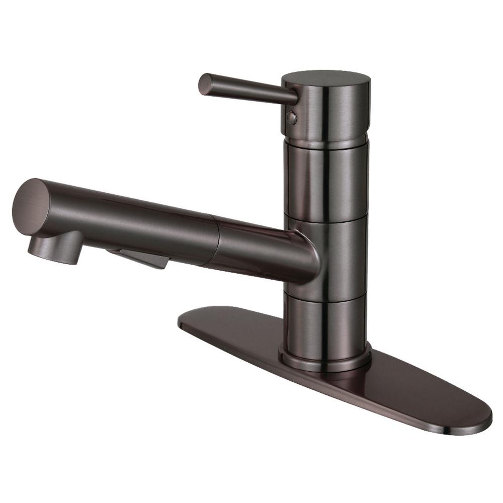Kingston Brass Concord Single Handle Pull Out Sprayer Kitchen Faucet In Oil Rubbed Bronze