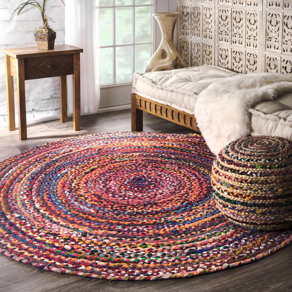 Nuloom Tammara Colorful Braided Multi 6 Ft Round Rug Mgnm04a 606r Nuloom Tammara Colorful Braided Multi 6
