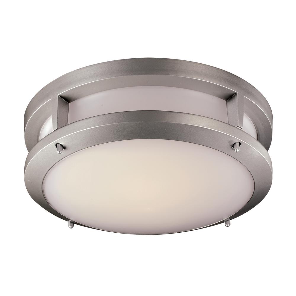 Drum Integrated Led Flush Mount Lights Lighting The Home Depot Borromeo 6 Watt Silver Integrated Led Flushmount