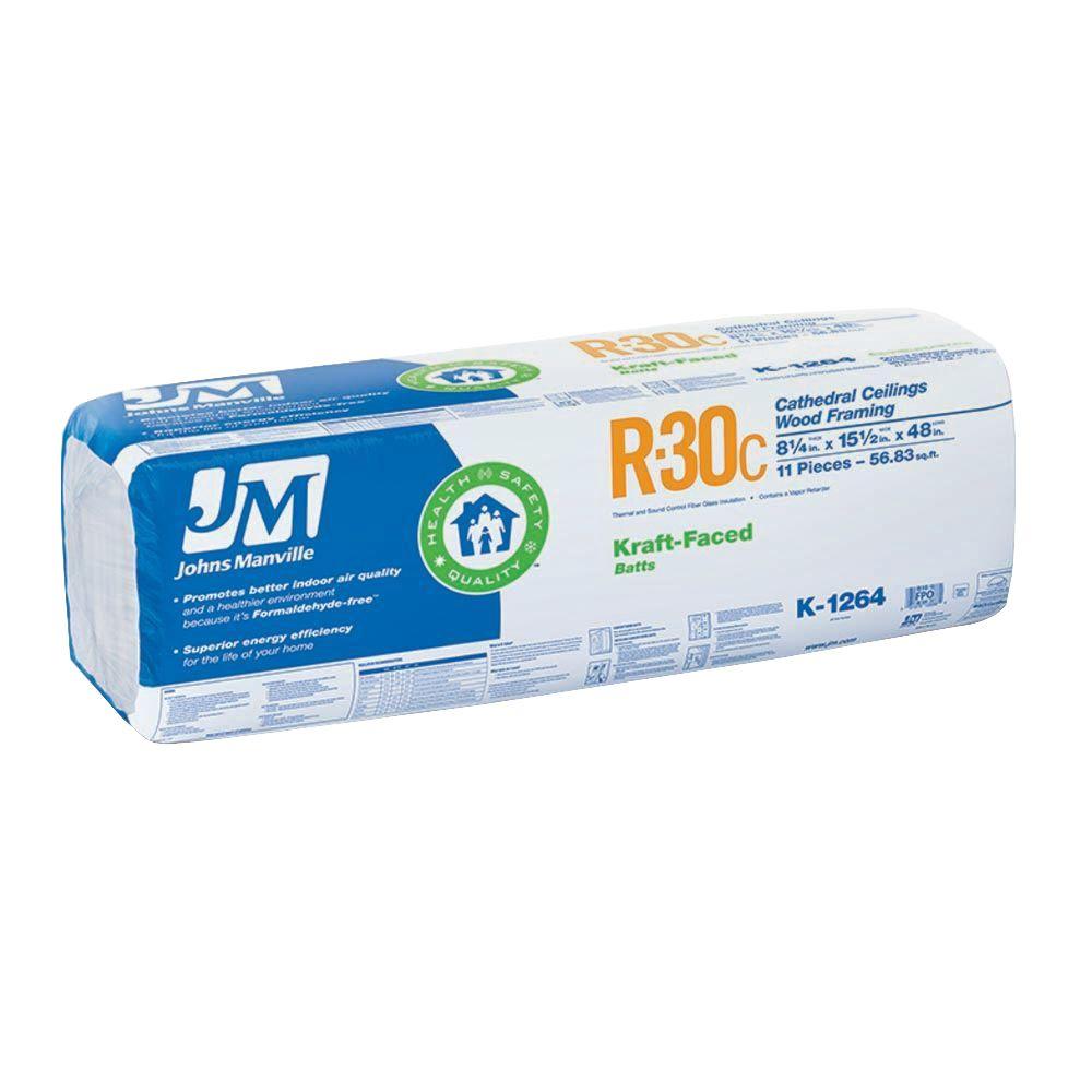 Johns Manville R30C Kraft Faced Fiberglass Insulation Batt 15.5 in. x