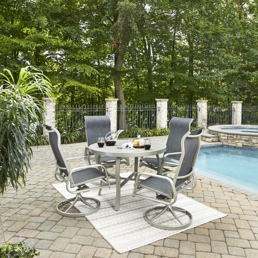 HOMESTYLES Captiva Charcoal Gray 5Piece Cast Aluminum Round Outdoor