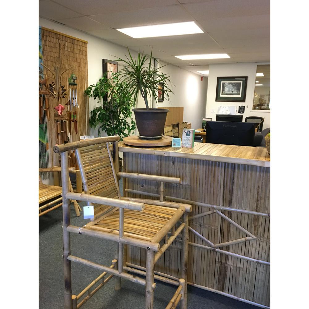Bamboo Kitchen Dining Room Furniture The Home Depot H Bamboo Bar Stool With Back Support And Arm Rest Set