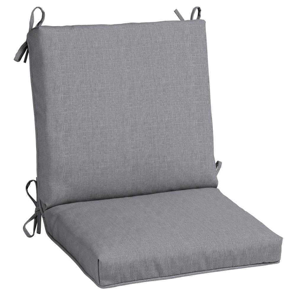 Hampton Bay 20 in. x 19 in. CushionGuard Stone Gray Outdoor Welted Mid