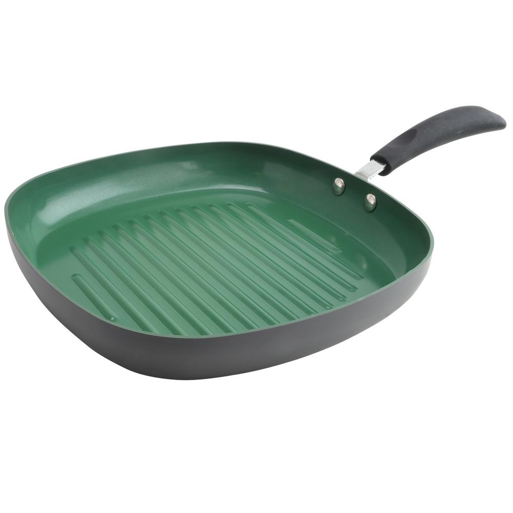 MAKER Homeware Aluminum Grill Pan with Nonstick Coating 591915 The Home Depot