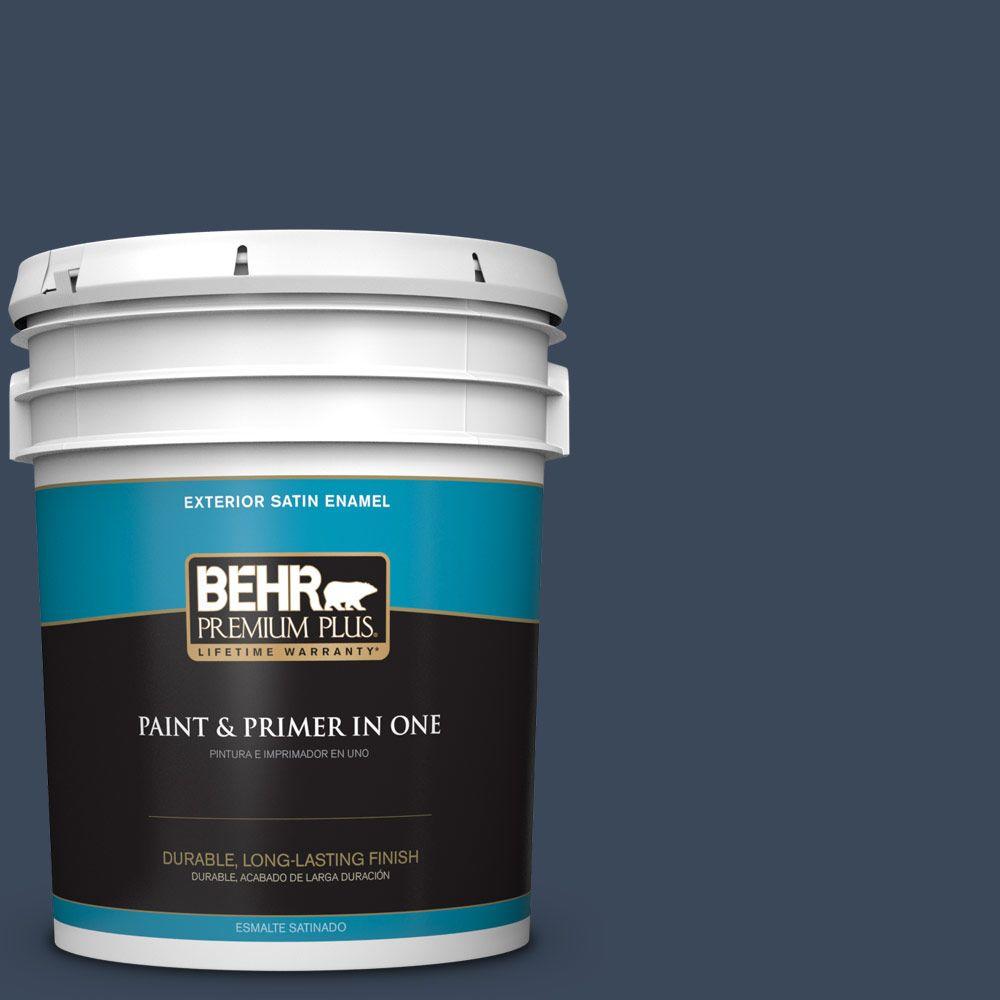 BEHR Premium Plus 5gal. M5007 Very Navy Satin Enamel Exterior Paint