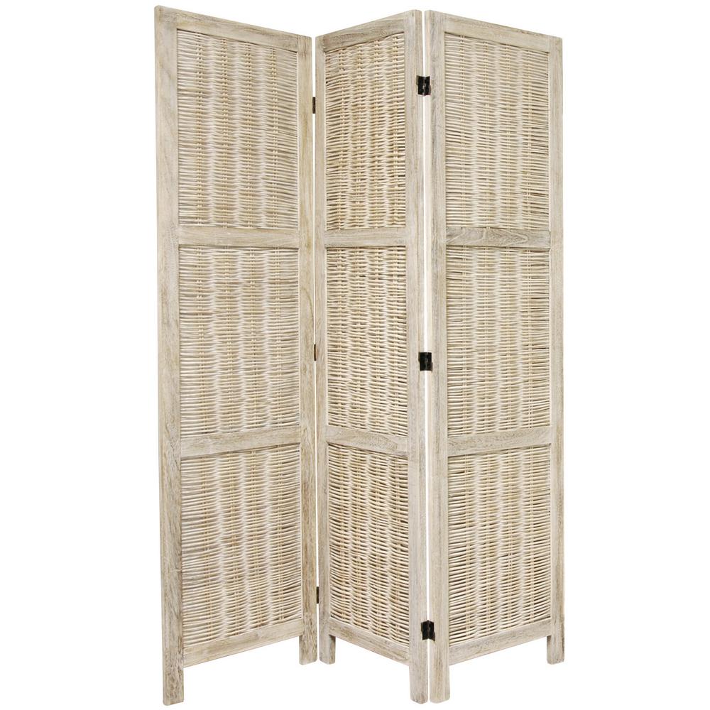 Oriental Furniture 6 Ft Burnt White Matchstick 3 Panel Room Divider Burnt White Matchstick 3 Panel Room Divider