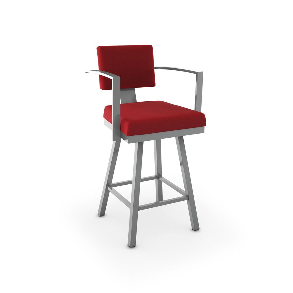 Amisco Akers 26 In Glossy Grey Metal Red Polyester Counter Stool Glossy Grey Metal Red Polyester Counter Stool 41431 26 24hb The Home Depot