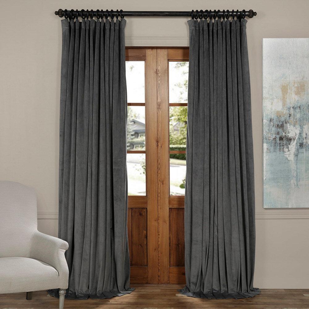 Exclusive Fabrics & Furnishings Blackout Signature Natural Grey Doublewide Blackout Velvet
