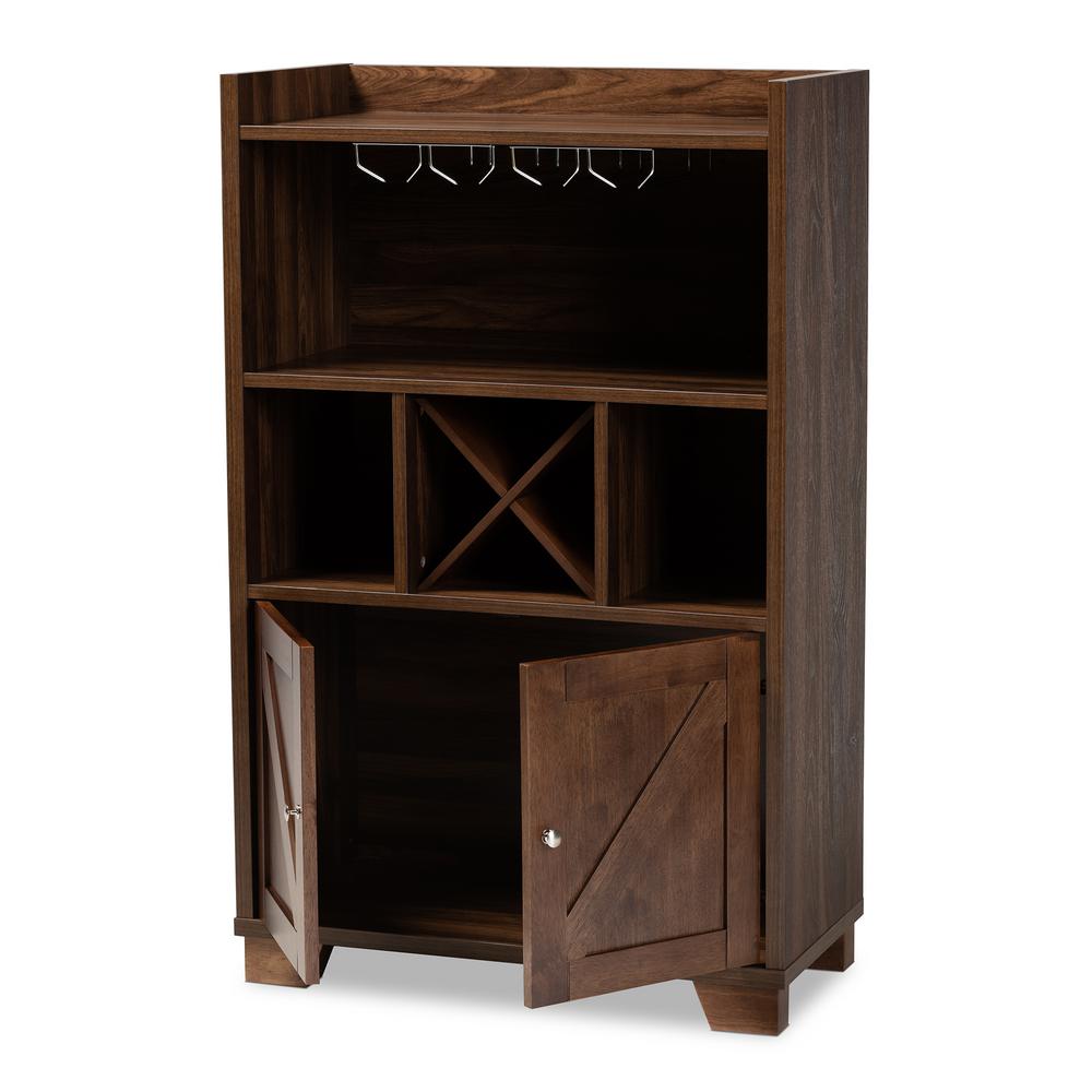 Baxton Studio Carrie 4 Bottle Walnut Wine Cabinet 163 10443 Hd The Home Depot