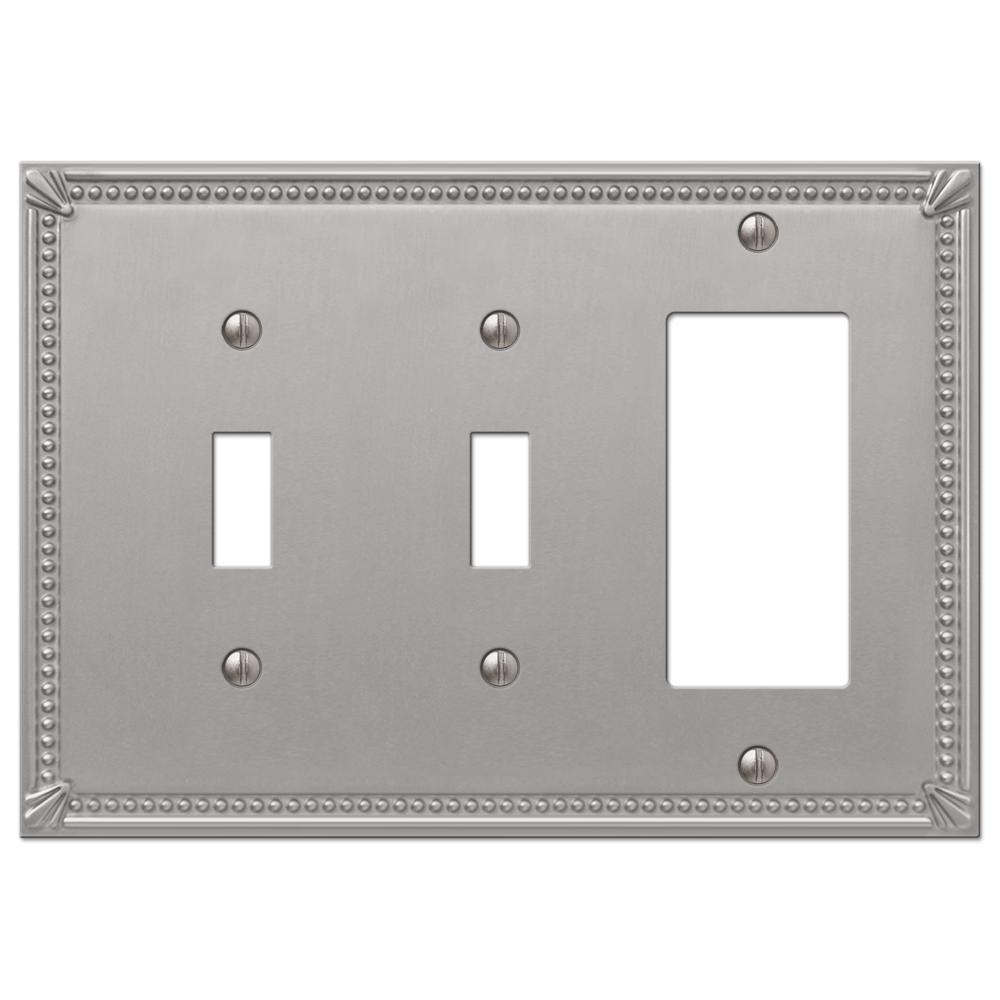 Amerelle Imperial Bead Tumbled 2 Toggle 1 Decora Wall Plate, Brushed