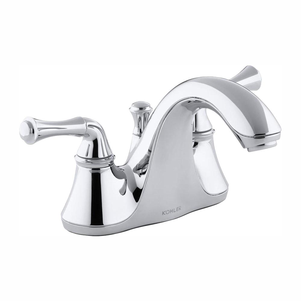 KOHLER Forte 4 In Centerset 2 Handle Low Arc Water Saving Bathroom   Polished Chrome Kohler Centerset Bathroom Sink Faucets K 10270 4a Cp 64 1000 