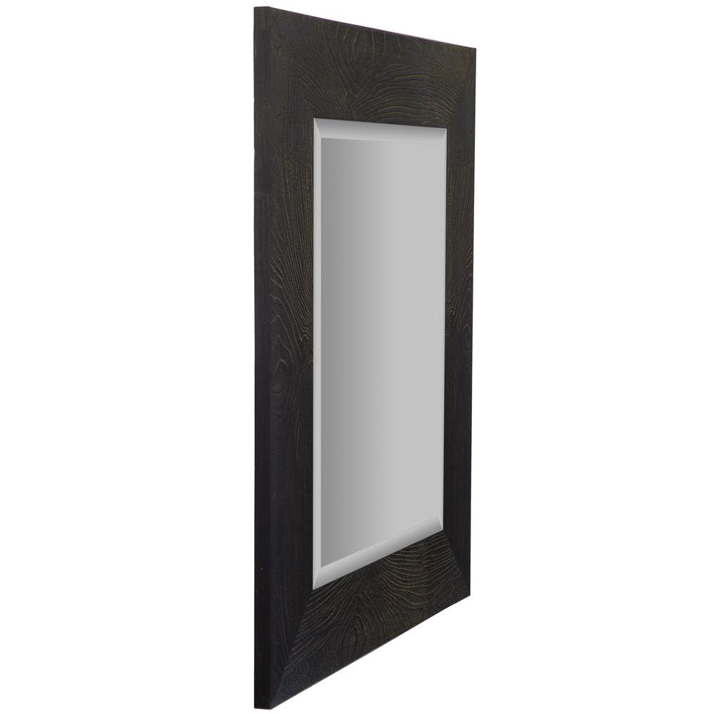 Woodgrain Framed Beveled Rectangular Black And Bronze Decorative Mirror