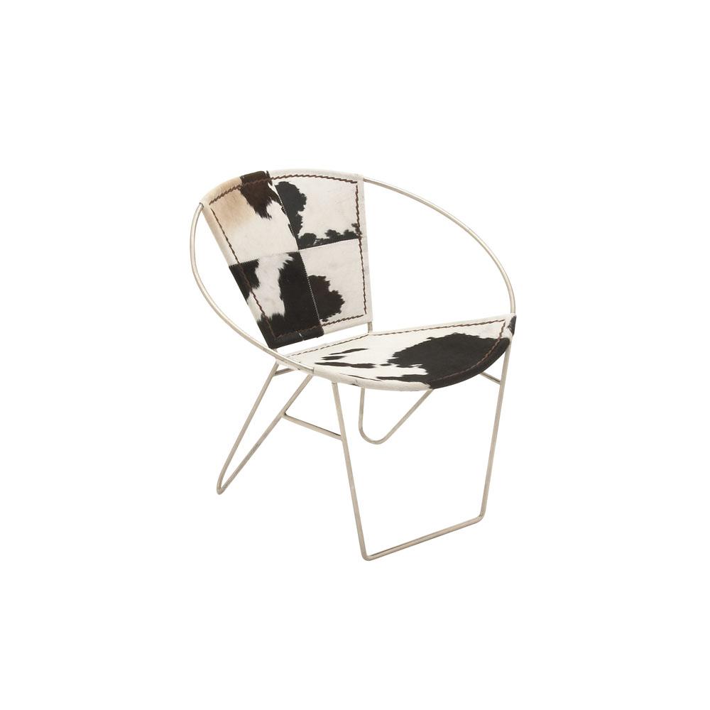 Western Black And White Leather Saucer Chair