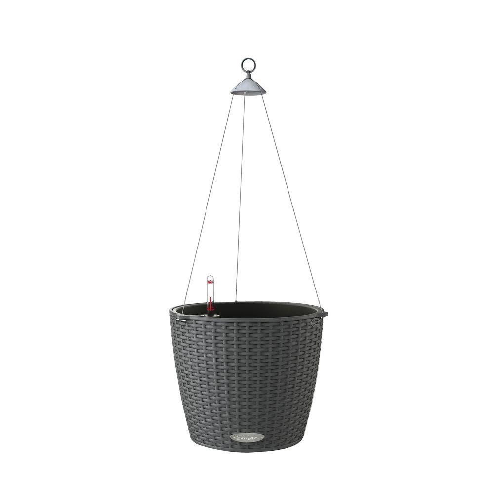Lechuza Trend Nido Cottage Hanging Basket 9 in. dia. Granite Self