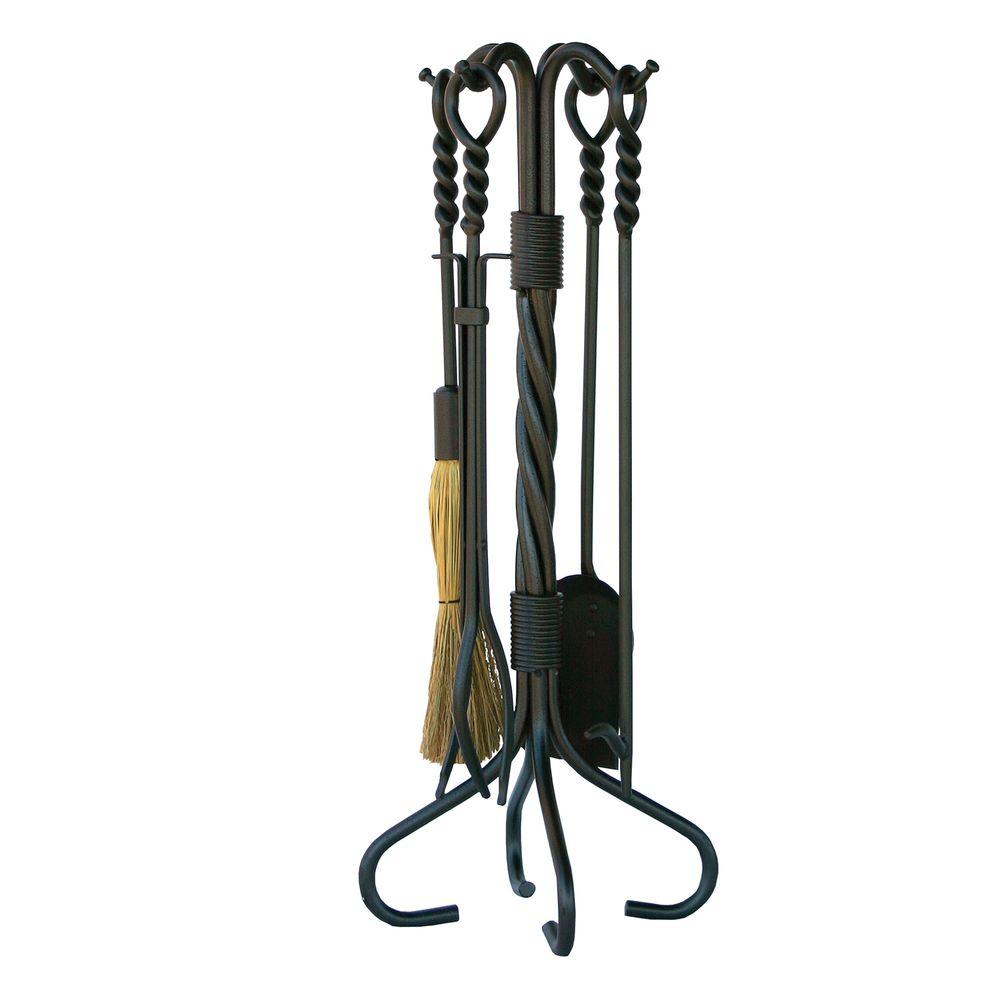 Uniflame Old World Iron 5 Piece Fireplace Tool Set With Twist Base And Integrated Loop Handles F 1179 The Home Depot - Old Fireplace Tool Set Uniflame Old World Iron 5 Piece Fireplace Tool Set With Twist Base And Integrated Loop Handles F 1179 The Home Depot - Old Fireplace Tool Set