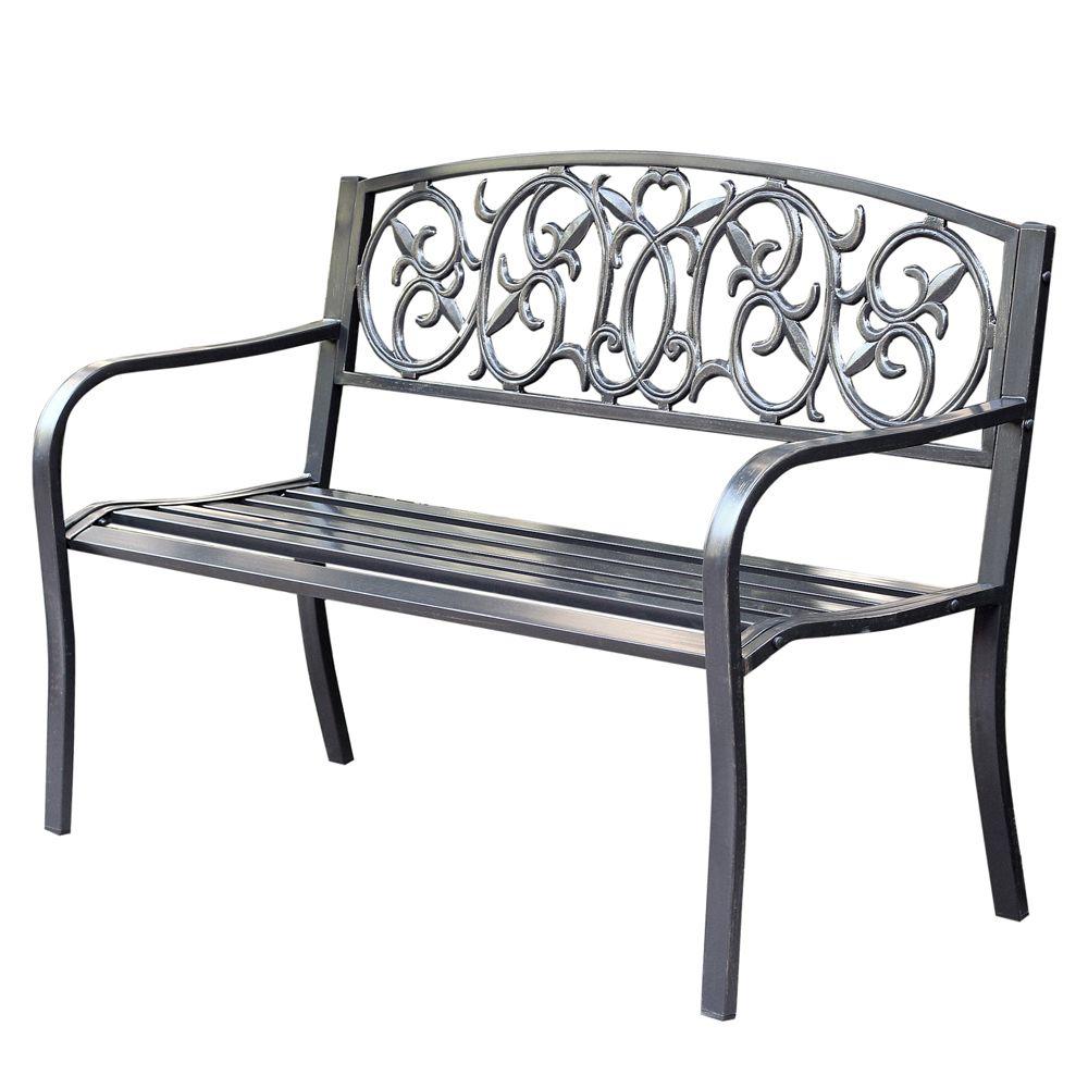 Jeco 50 in. Royal Curved Back Steel Park BenchPB006 The Home Depot