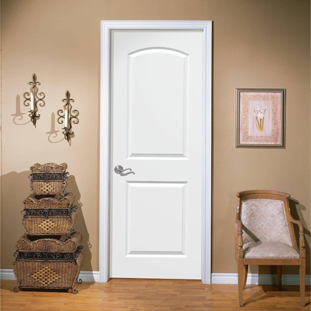Masonite 30 In X 80 In Roman 2 Panel Round Top Right Handed Hollow Core Smooth Primed Composite Single Prehung Interior Door