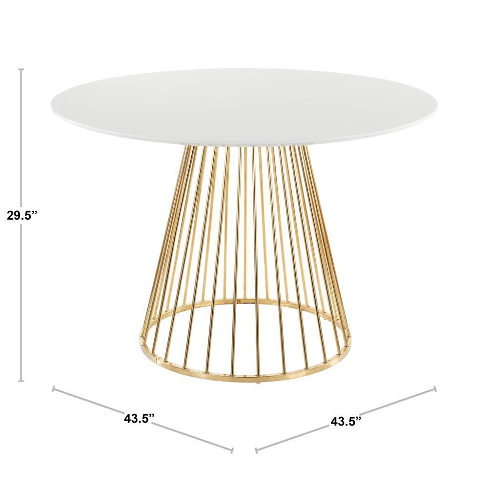 Lumisource Canary White And Gold Round Dining Table Dt Canary2 Auw