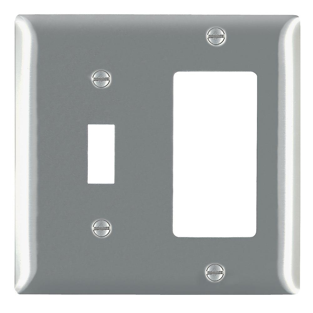 302 Series 2Gang Toggle/Decorator Combination Wall Plate in Stainless