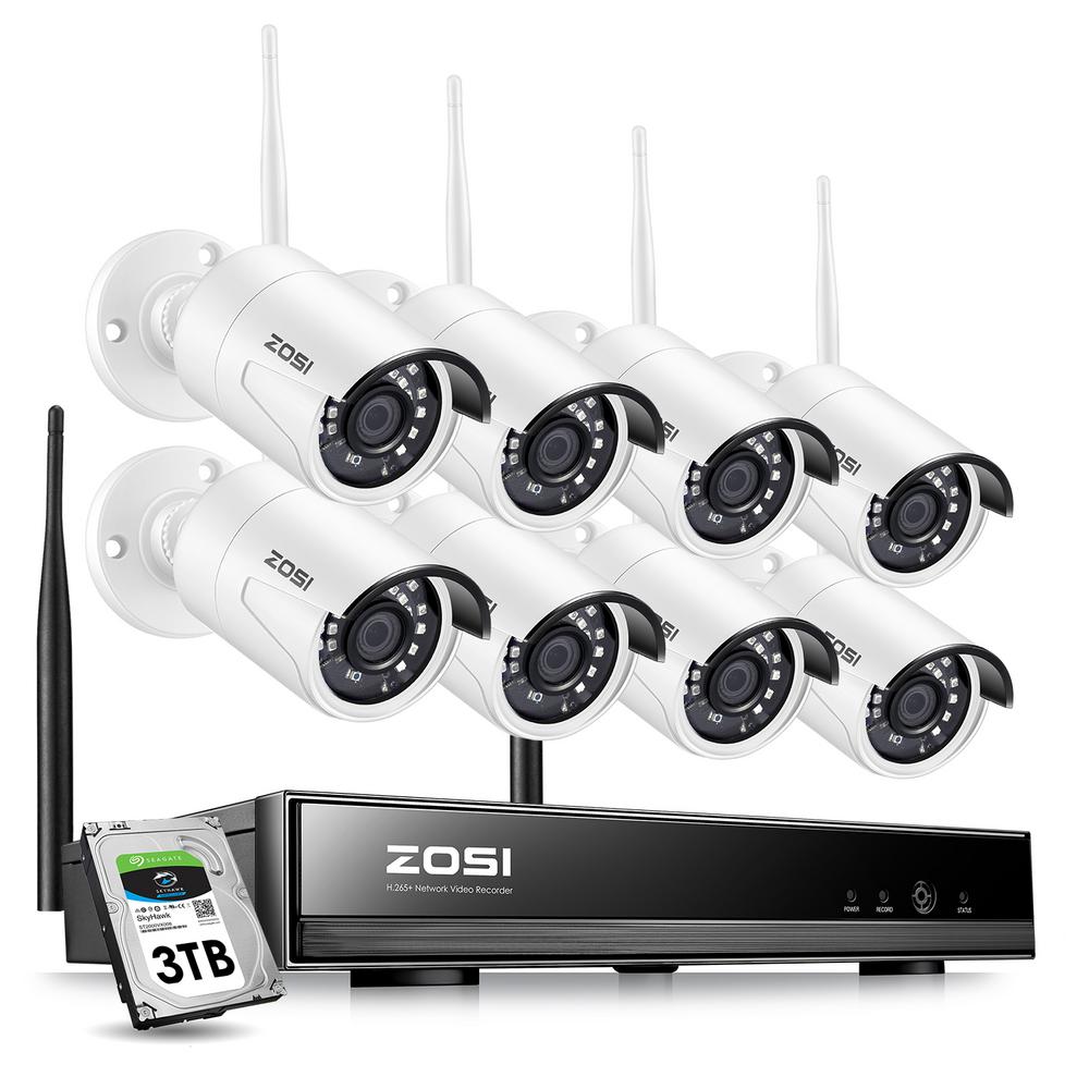 ZOSI 8-Channel 1080p 3TB NVR Security Camera System with 8 Wireless ...