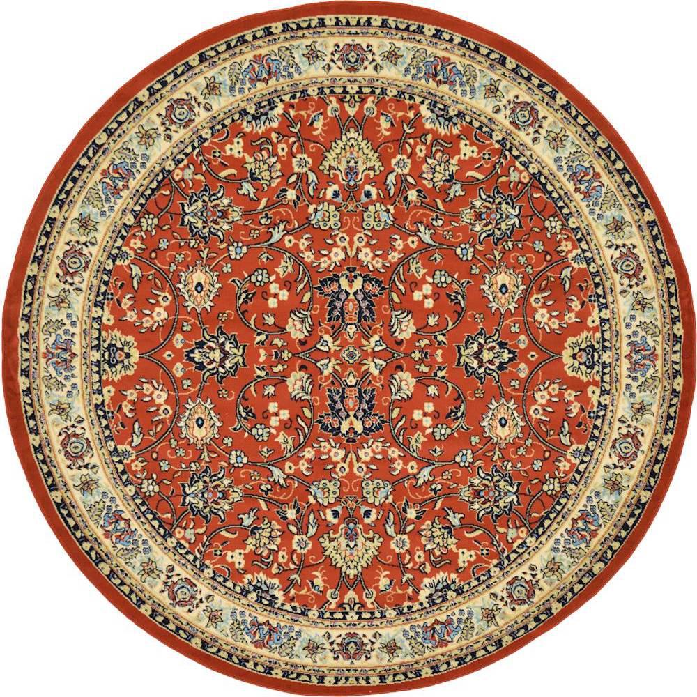 Unique Loom Sialk Hill Terracotta 8 ft. x 8 ft. Round Area Rug3123500